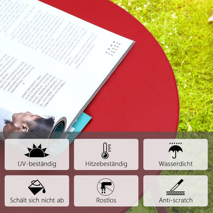 Kleiner Beistelltisch Metall Garten Rund Rot verstellbare Tischbeine