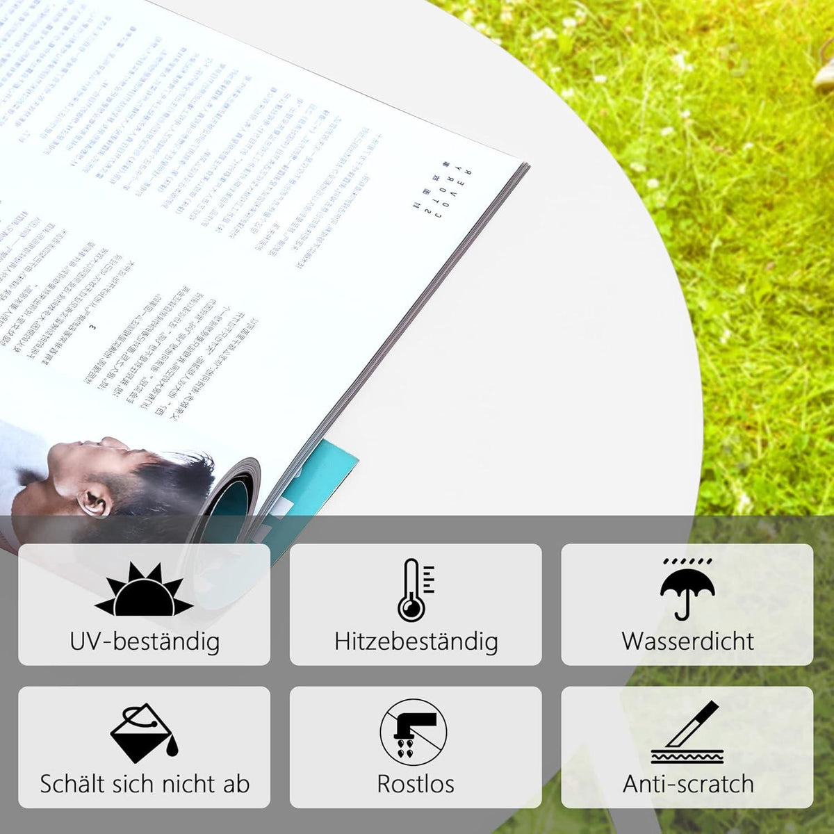 Beistelltisch Metall Garten Rund Couchtisch Kaffeetisch Weiß Ø 45x45H