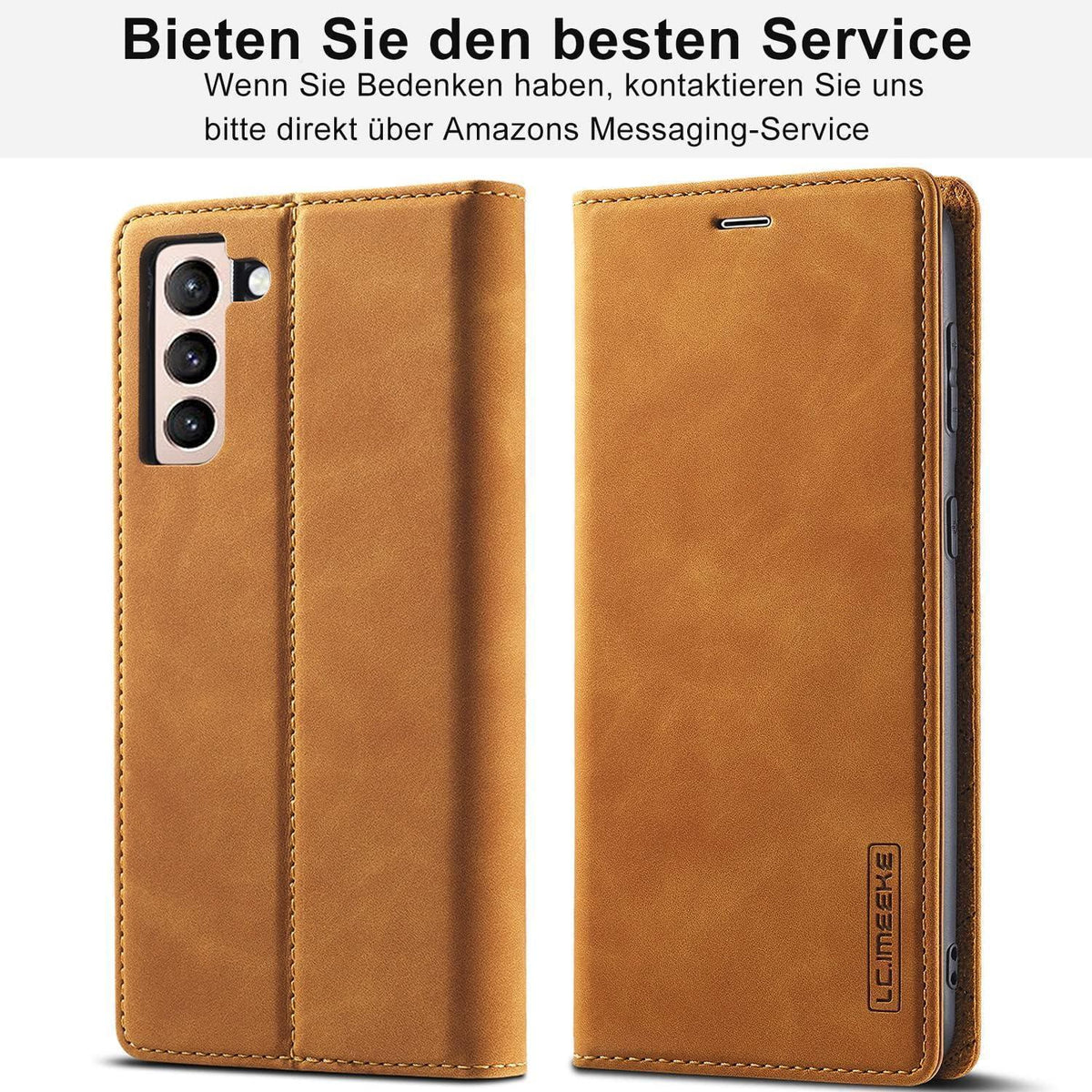 Samsung Galaxy S22 Klapphülle mit Kartenfach & Ständer Braun in Lederoptik