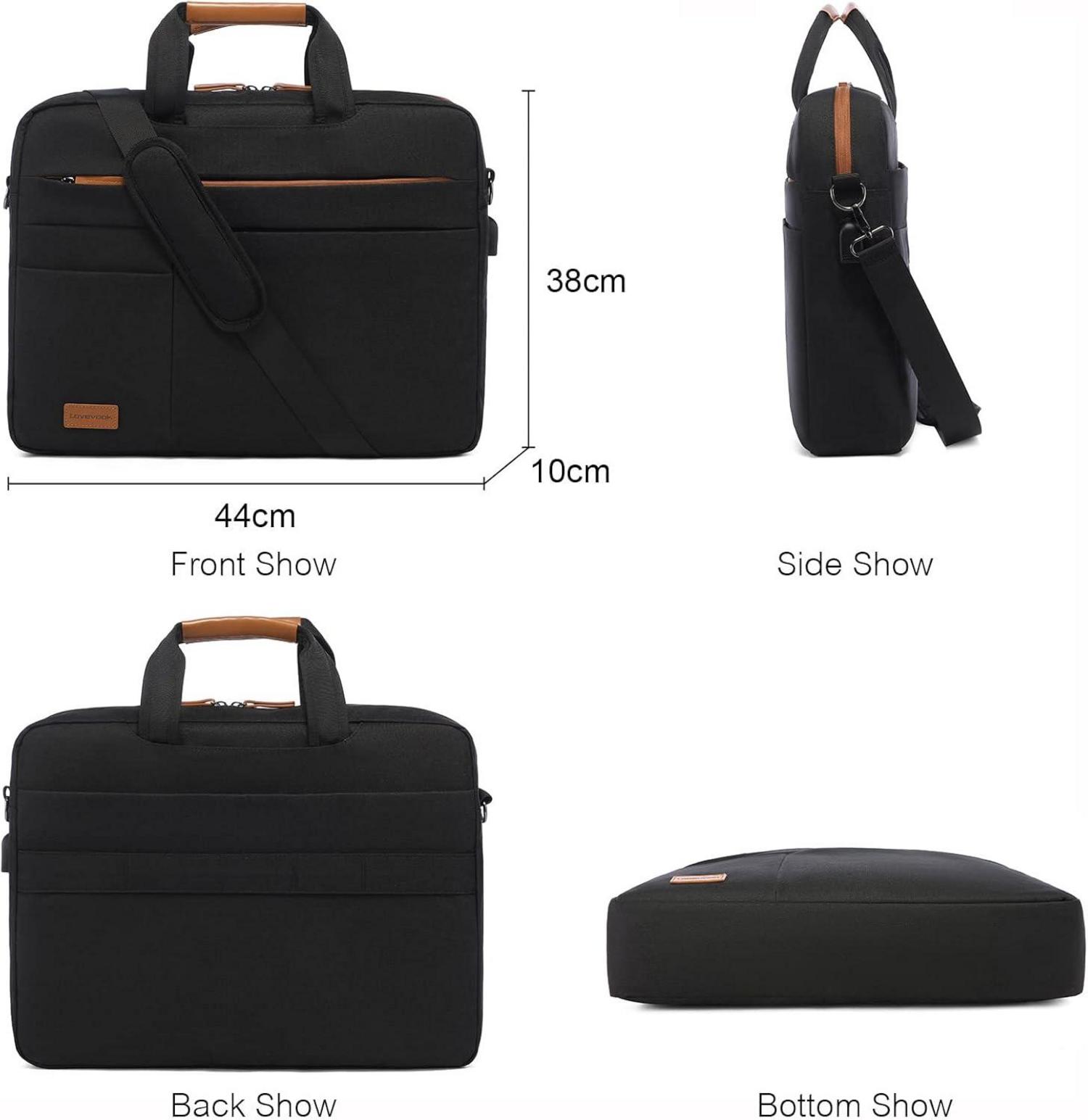 Laptoptasche 17 Zoll Herren Wasserdicht Business Schwarz