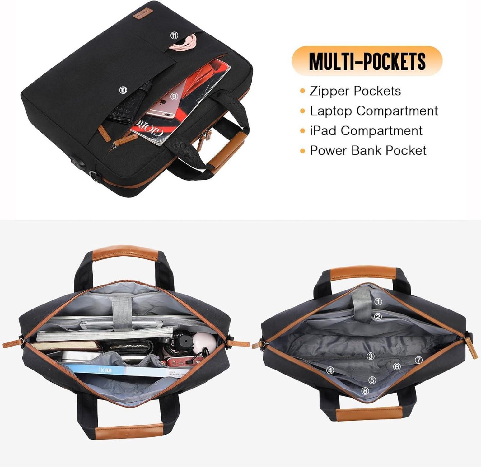 Wasserdichte Laptoptasche 17 Zoll Herren Aktentasche Business Schwarz