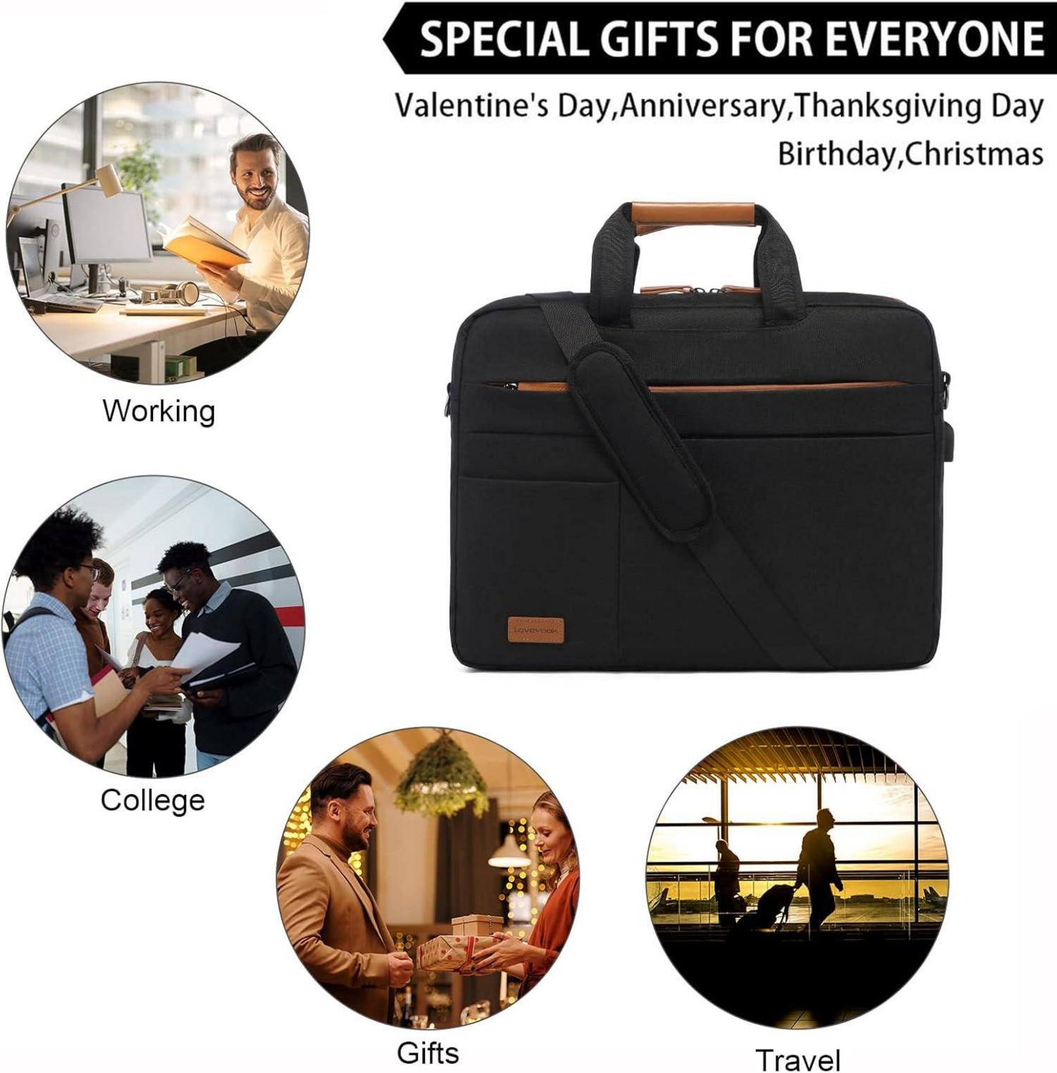 Wasserdichte Laptoptasche 17 Zoll Herren Aktentasche schwarz