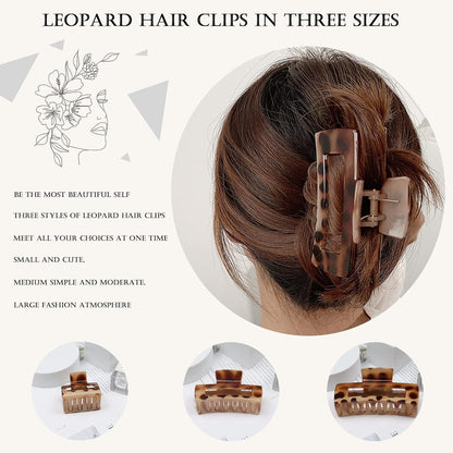 Kavya Haarklammern Leopardenmuster Damen 3er Set Groß S M L