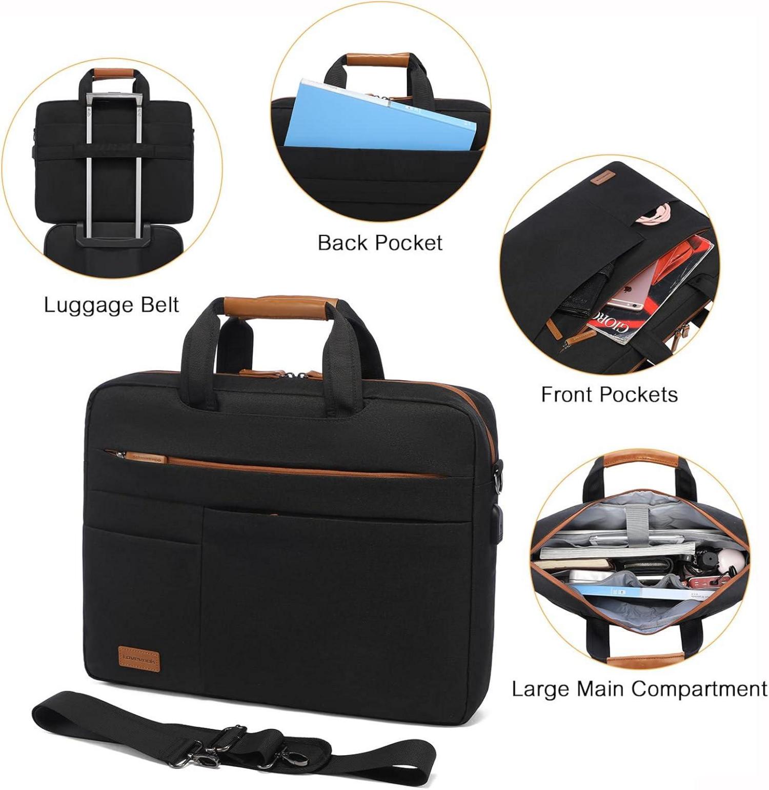 15.6 Zoll Laptoptasche Herren Schwarz USB Tasche Business
