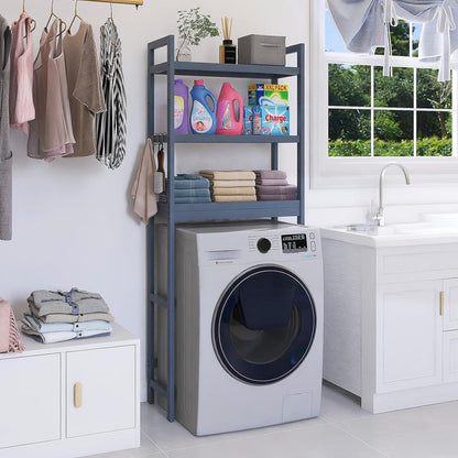 Bambus Badezimmer Regal WC Platzsparer 63x26x170cm Grau 3-stufig verstellbar