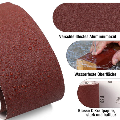 WORKPRO Schleifpapierrollen 93 mm x 5 m Körnung 60/120/180/240 4 Stück