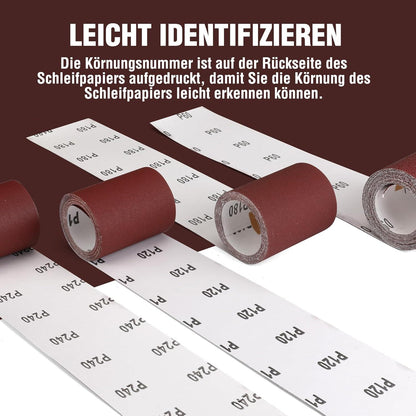 Schleifpapierrollen 93mm x 5m 4er Set Körnung 60/120/180/240 Holz