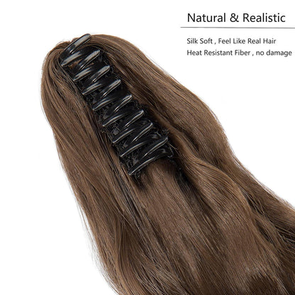 Gewellter Chestnut Brown Pferdeschwanz Clip-In Extension 45cm