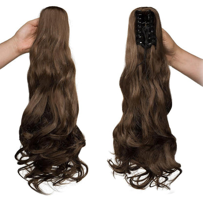 Gewellter Chestnut Brown Pferdeschwanz Clip-In Extension 45cm