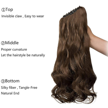 Gewellter Chestnut Brown Pferdeschwanz Clip-In Extension 45cm