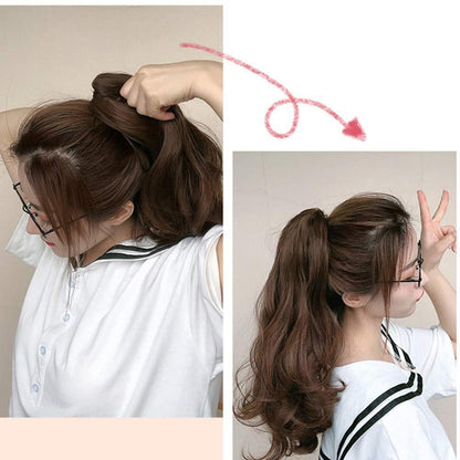 Gewellter Chestnut Brown Pferdeschwanz Clip-In Extension 45cm