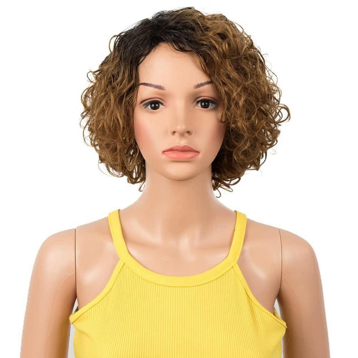 Echthaar Bob Perücke mit Air Pony, 25 cm, Ombre Braun