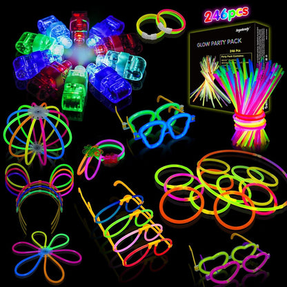Segotendy Knicklichter Set 246PCS mit Leuchtstäben & Fingerlicht