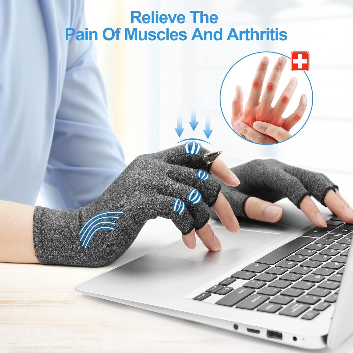 ACWOO Kompressionshandschuhe Arthritis Arthrose Schmerzlinderung Grau L
