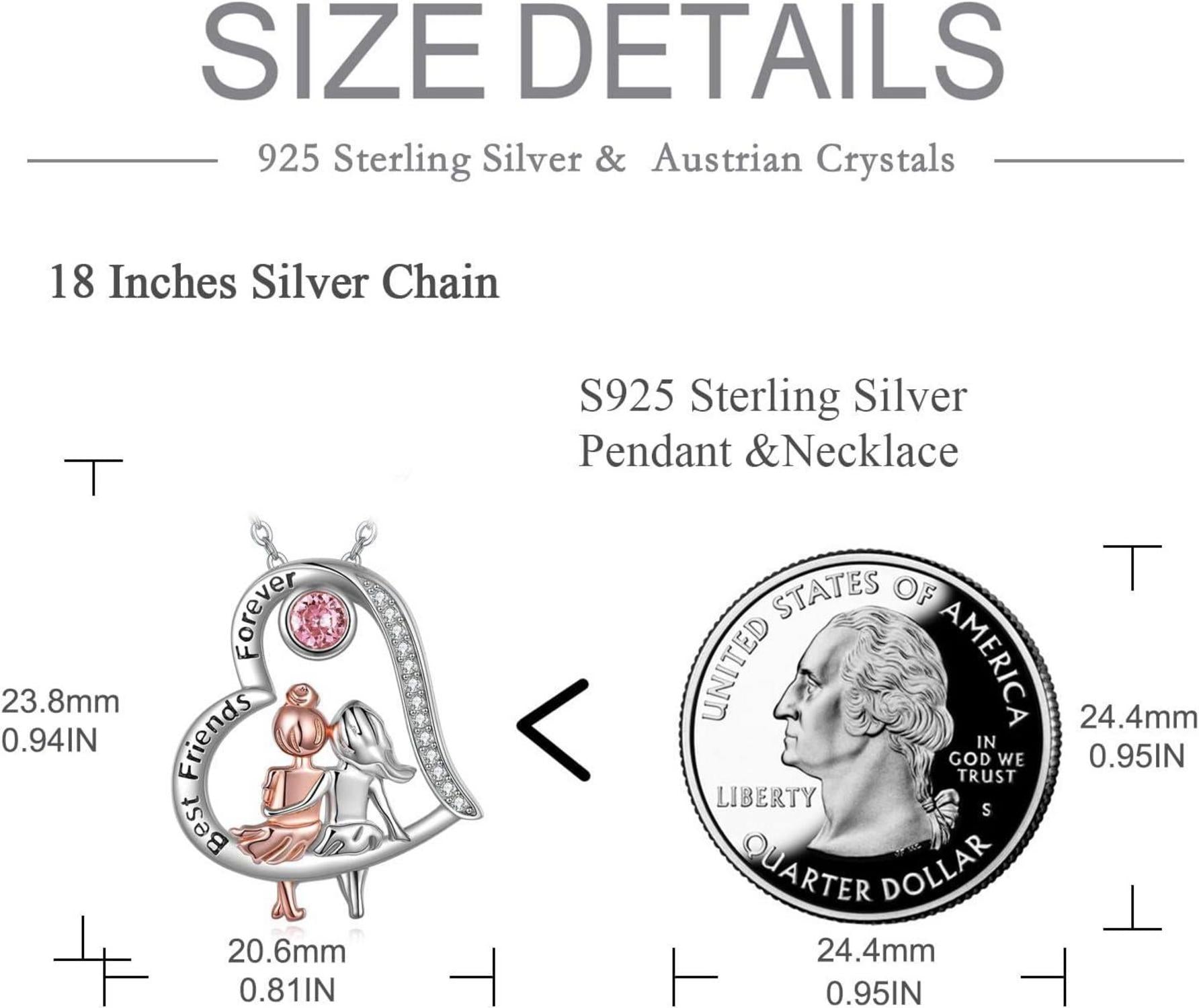 VONALA Freundschaftskette Sterling Silber Herz Anhänger 925 Kristall Weihnachtsgeschenk