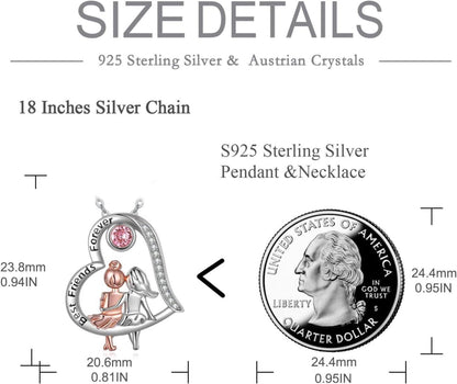VONALA Freundschaftskette Sterling Silber Herz Anhänger 925 Kristall Weihnachtsgeschenk