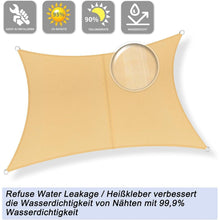 Wasserdichtes Sonnensegel 2,5x3,5m Sand mit 95% UV-Schutz