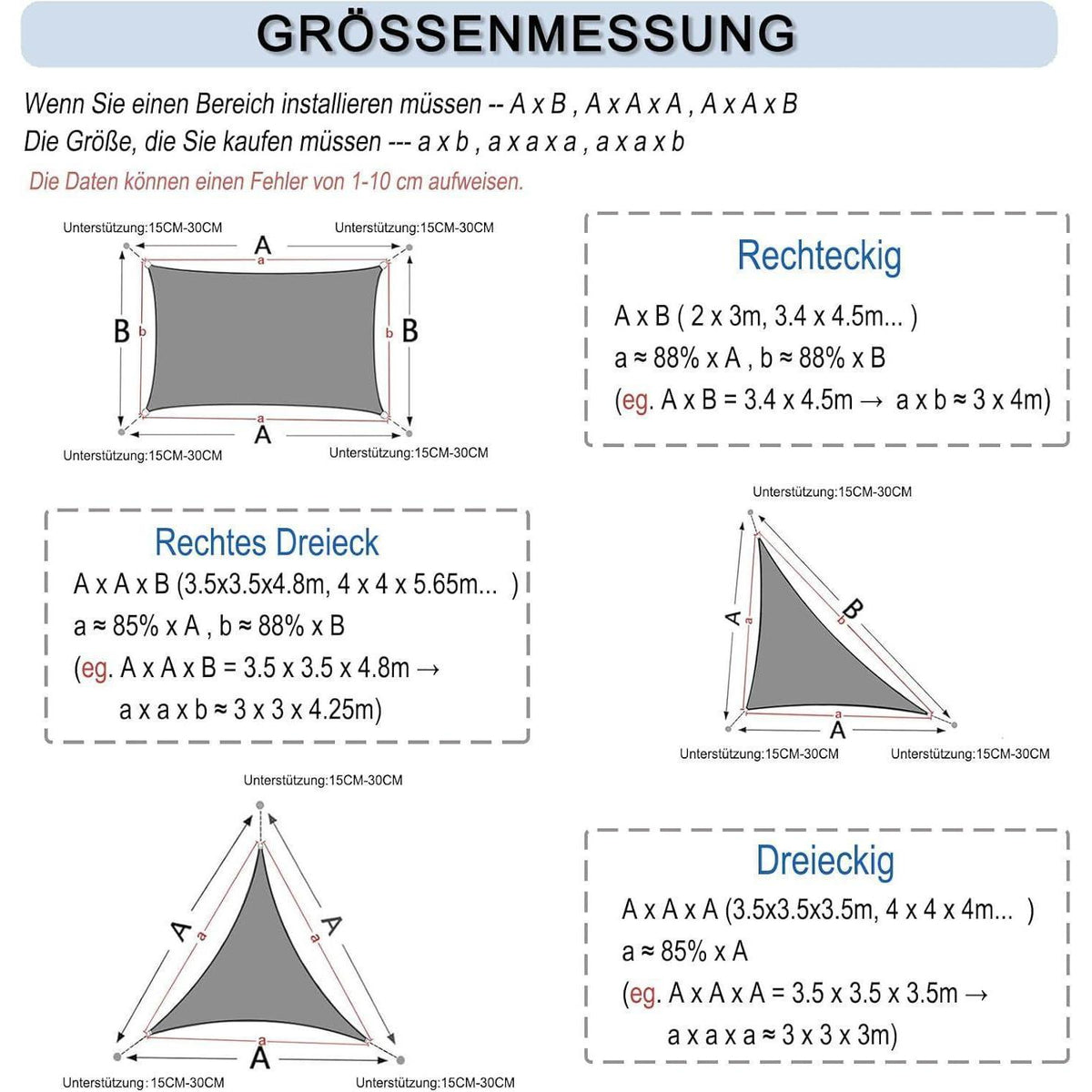 Wasserdichtes Sonnensegel Anthrazit 3x3m UV-Schutz 95%