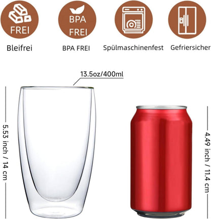 Doppelwandige Latte Macchiato Gläser 400ml 2er-Set