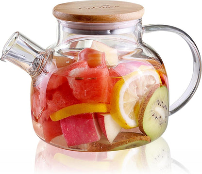 Glasteekanne mit Siebeinsatz 900 ml für lose Blätter und blühenden Tee