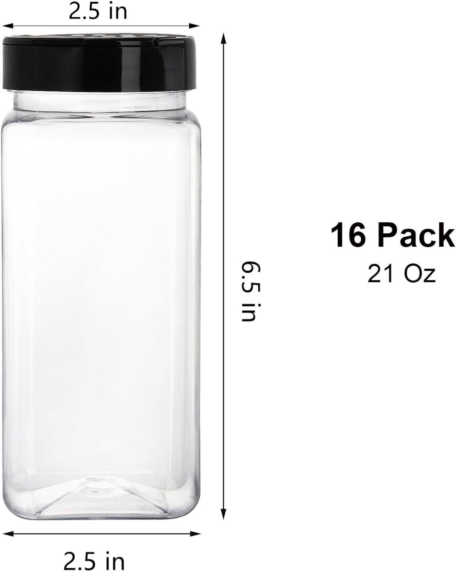 16er Set 600 ml quadratische Kunststoff-Gewürzdosen mit