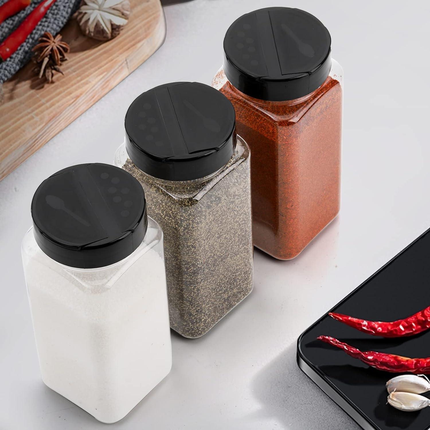 16x Hacaroa 600 ml Quadratische Gewürzdosen mit Shaker/Pourer Deckel