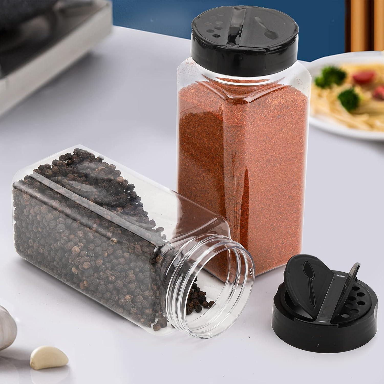 16er Set 600ml Kunststoff Gewürzdosen Shaker Deckel quadratisch klar