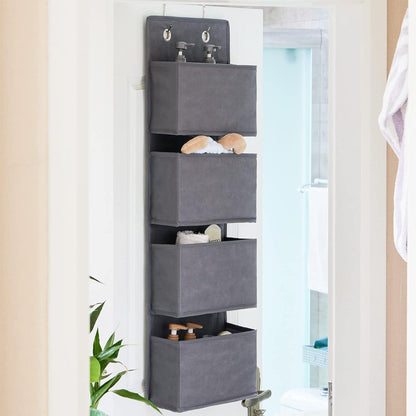 Hängeorganizer Tür Organizer Hängeaufbewahrung 4 Taschen 2 Metallhaken