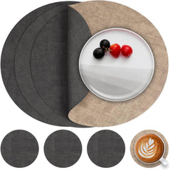 Tischsets Abwaschbar Leder Untersetzer Platzset Rund 36cm 4er Set