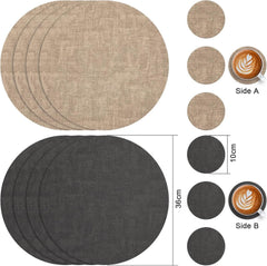 Grau Beige Tischsets Abwaschbar Leder Untersetzer 4er Set