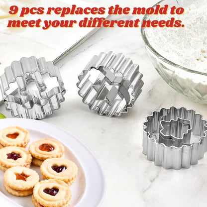 Crethink Weihnachts Ausstecher Set, 9-teilig Edelstahl Linzer Mini