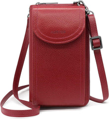 Handytasche Damen Leder RFID Umhängetasche 12 Kartenfächer Crossbody
