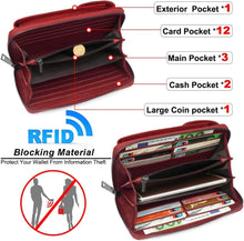 Damen Handytasche RFID Umhängetasche Leder mit 12