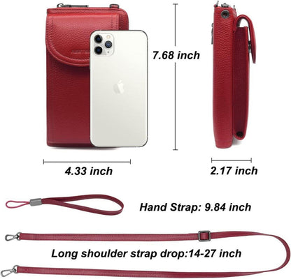 Handytasche Damen Umhängetasche RFID Schutz Crossbody Geldbörse 12 Fächer