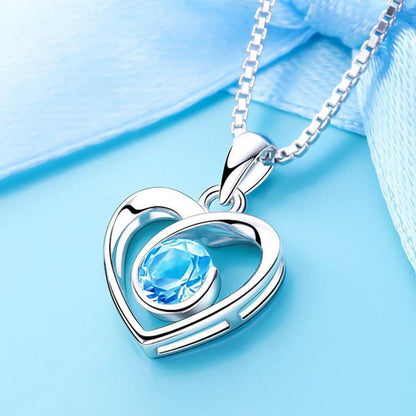 Schmuckset Damen Silber 925 mit Zirkonia, Herz Halskette & Klee Armband & Ohrstecker