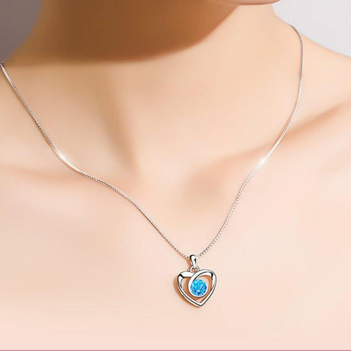 Schmuckset Damen Silber 925 mit Zirkonia, Herz Halskette & Klee Armband & Ohrstecker
