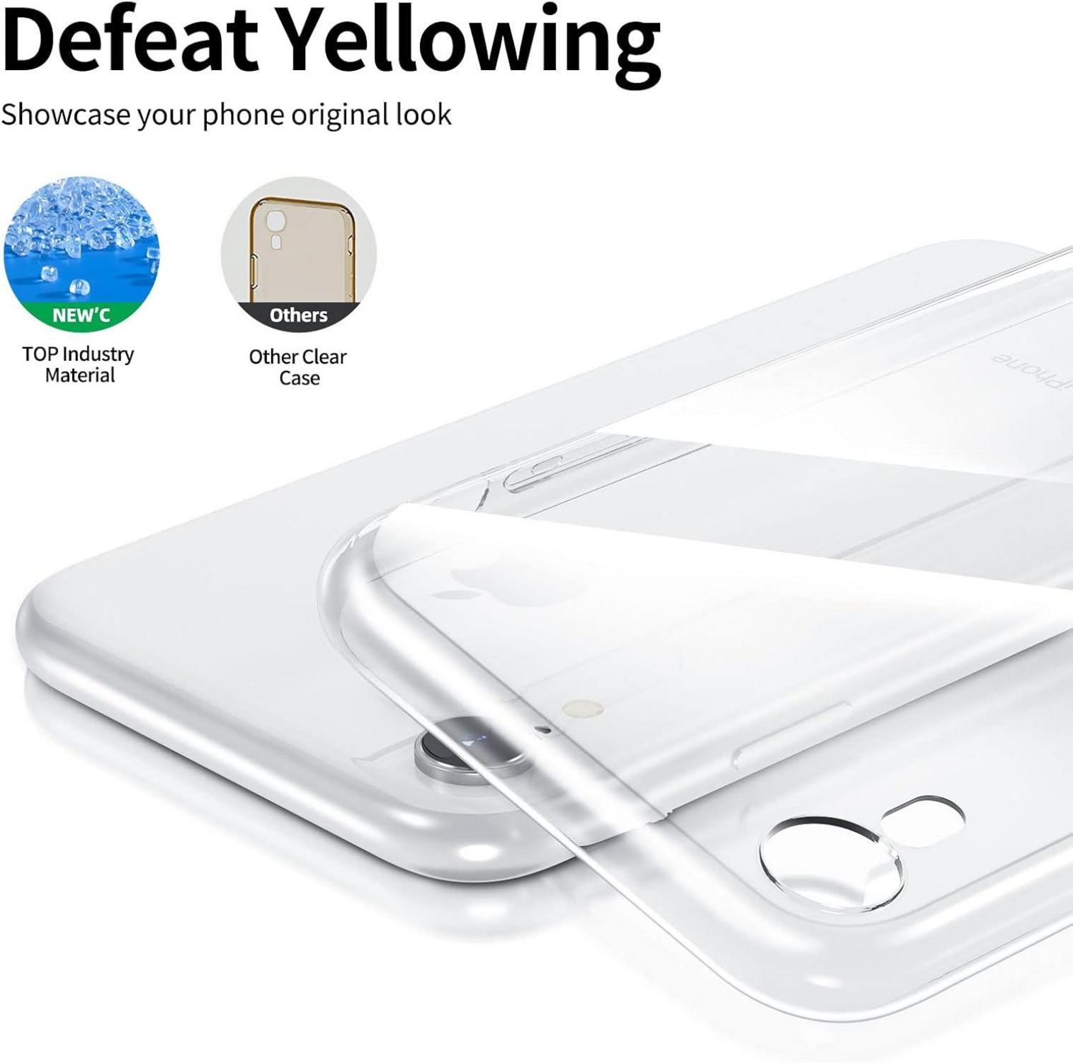 NEW'C iPhone XR Hülle + 2 Panzer Schutzglas Set Transparent Ultra Slim