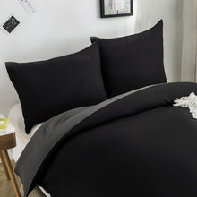 Bettwäsche Microfaser Schwarz/Grau 200x200cm + 2x80x80cm