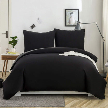 AYSW Bettwäsche Microfaser 1 Bettbezug 200x200cm + 2 Kopfkissenbezug 80x80cm Schwarz/Grau
