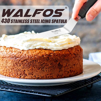 Walfos Abgewinkelter Zuckergussspatel Set Edelstahl 15cm 20cm 25cm