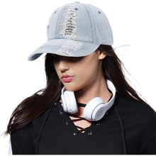 Vintage Baseball Cap Verstellbare Washed Denim Kappe Damen Herren
