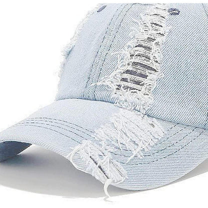 Vintage Baseball Cap Verstellbare Washed Denim Kappe Damen Herren