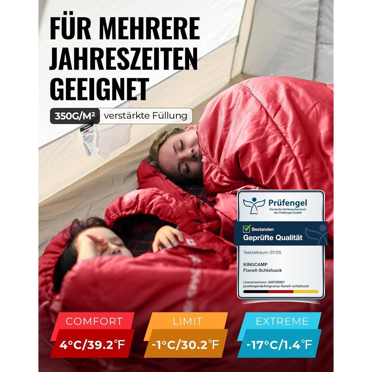 XXL Baumwoll-Deckenschlafsack für warme Nächte im Freien