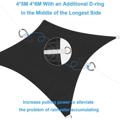 Großes Sonnensegel Wasserdicht 4x5m Viereckig Grau UV Schutz