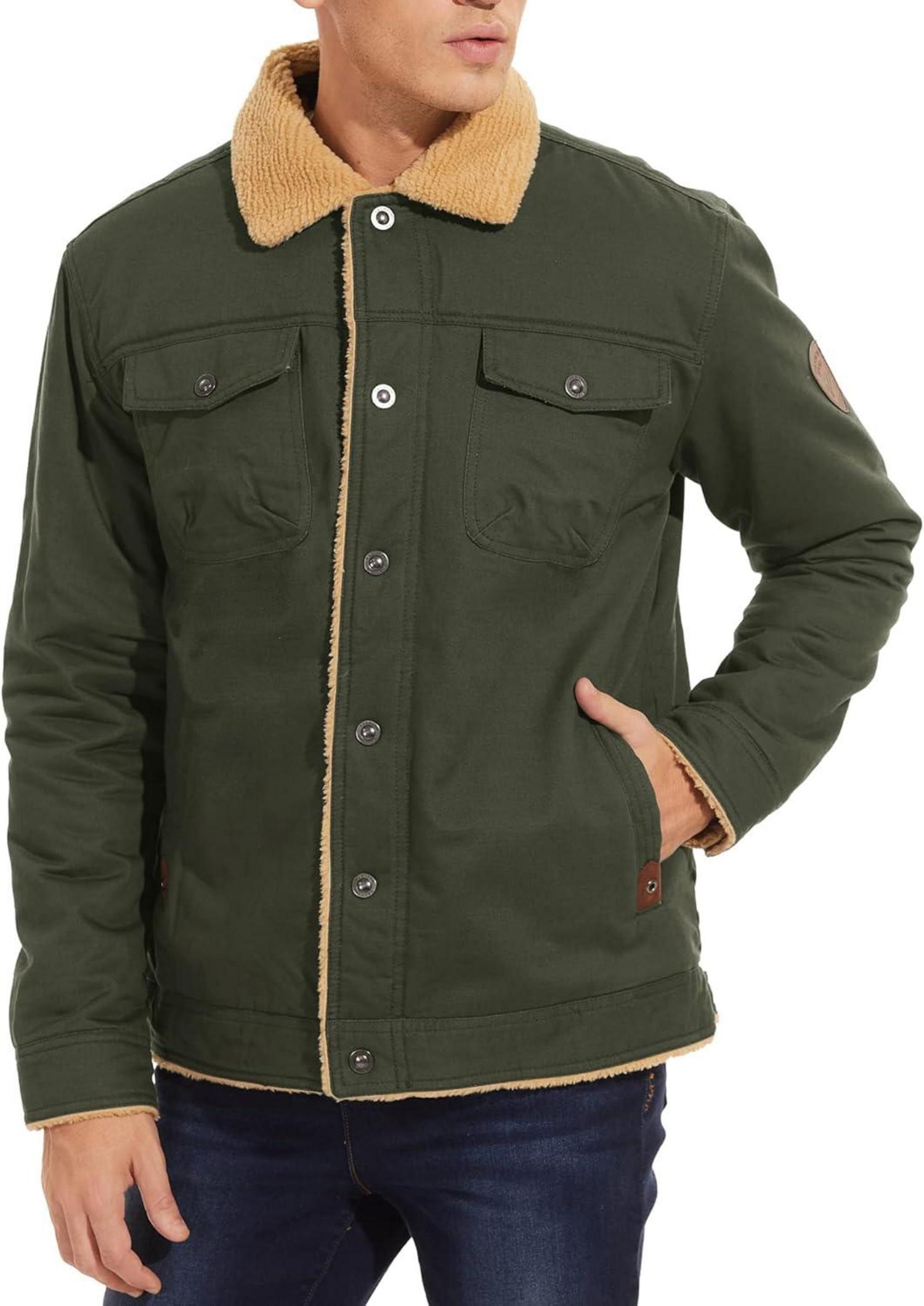 Herren Winterjacke Fleece Outdoor Militär Parka 5 Taschen S