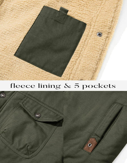 Herren Fleece Winterjacke Outdoor Cargo Militär Parka 5 Taschen S Armeegrün