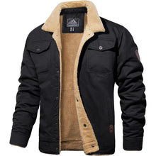 Herren Fleecejacke Winterparka mit 5 Taschen – Schwarz XL
