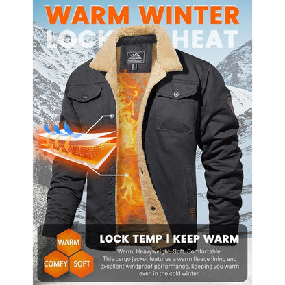 Herren Fleecejacke Winterparka Dunkelgrau mit 5 Taschen