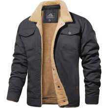 Herren Fleecejacke Winterparka mit 5 Taschen – Dunkelgrau
