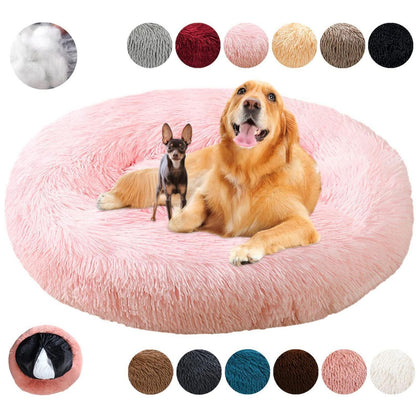 Rundes Hundebett Flauschig Donut – Bequemes Hundesofa 3XL Rosa